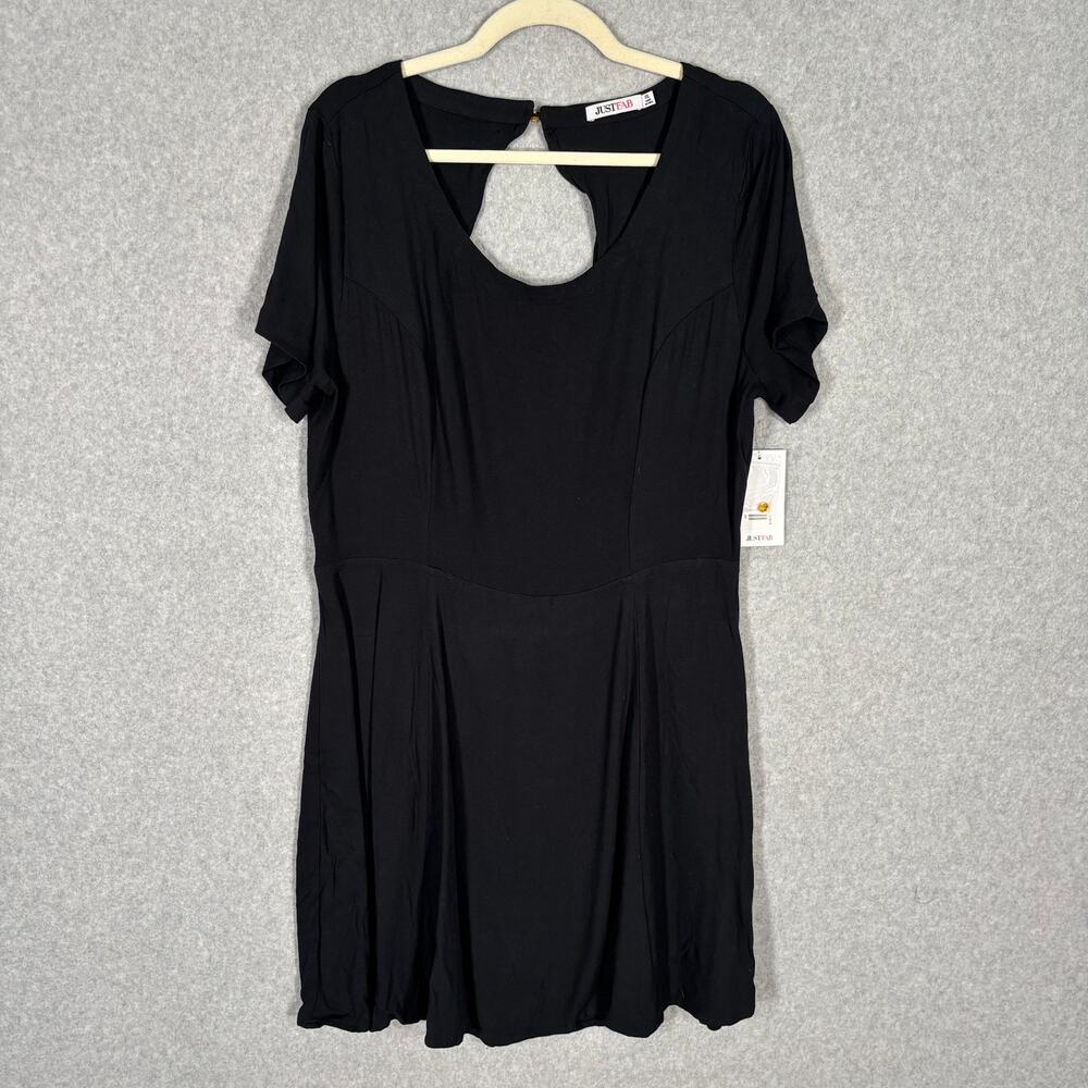 Just Fab Dress XXL Black Mini Open Back Witchy‎ Minimal Career Funeral NEW $57